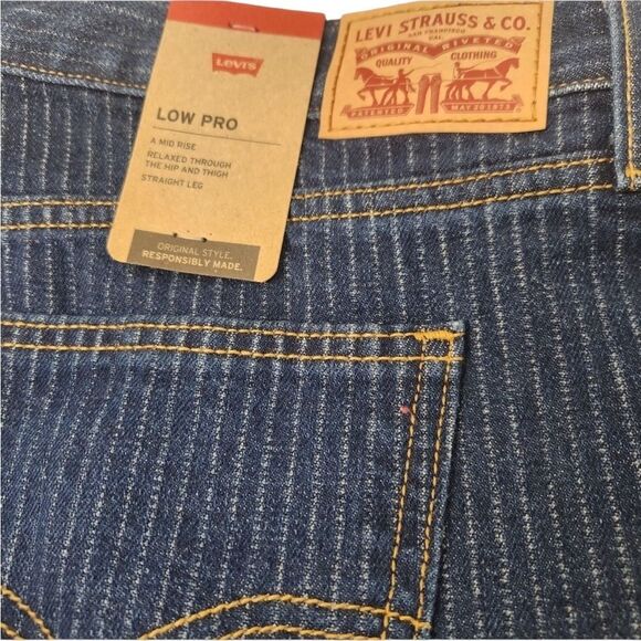 Levi's Low Pro Striped Denim Jeans 30 X 30 Mid Rise Relaxed Straight Leg New - Picture 8 of 10